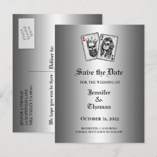 Carte Postale Faire-part Elégant mariage halloween enregistrer la date cart
