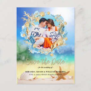 Carte Postale Faire-part Elégant Mariage photo Tropical Beach