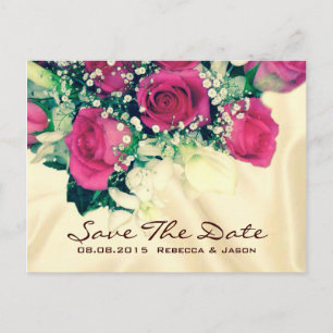 Carte Postale Faire-part élégant mariage rose rose rétro Baby's Breath