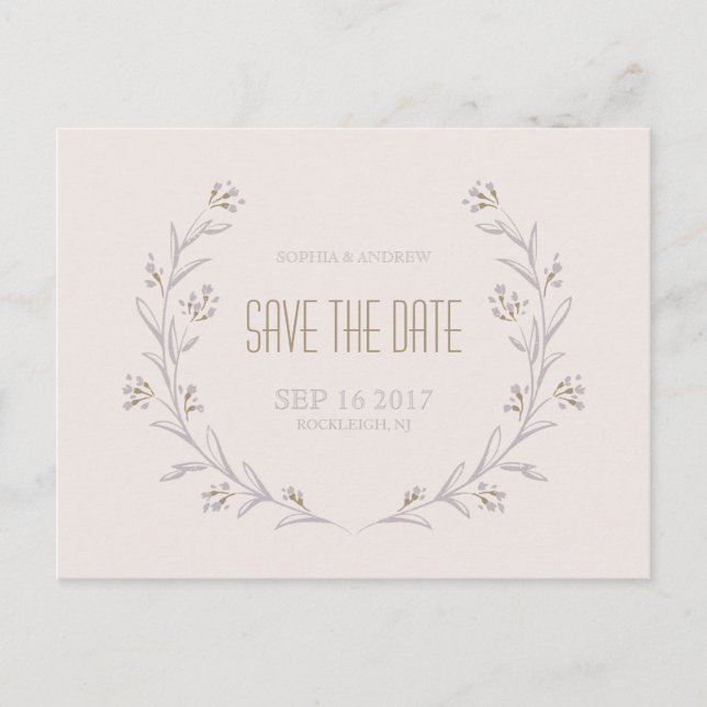 Carte Postale Faire-part Élégant mariage rustique floral lilas enregistrer  (Devant)