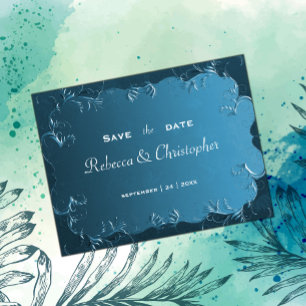 Carte Postale Faire-part Élégant mariage Turquoise Enregistrer la date