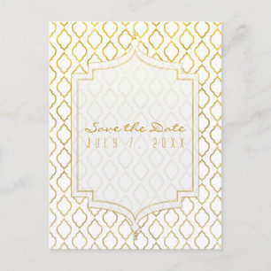 Carte Postale Faire-part Élégant marocain glamour or et blanc Enregistrer l