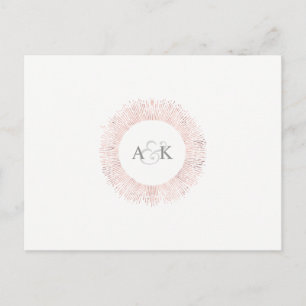Carte Postale Faire-part Élégant monogramme or rose enregistrer la date car