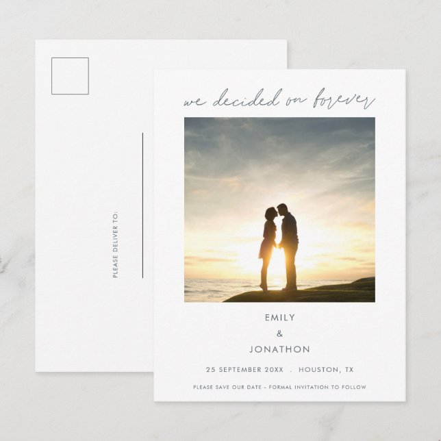 Carte Postale Faire-part Élégant Nous avons décidé sur Forever Photo (Devant / Derrière)
