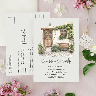 Carte Postale Faire-part Élégant Nous Avons Déménagé Aquarelle Verdure Nouv