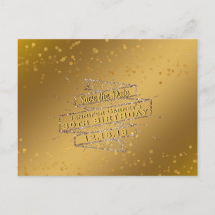 Carte Postale Faire-part Elégant or Anniversaire Enregistrer la date