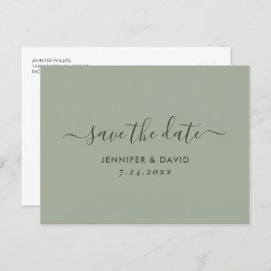 Carte Postale Faire-part Elégant Sage Green Wedding Enregistrer La Date