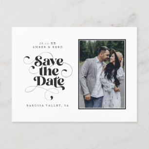 Carte Postale Faire-part Élégant Script moderne Black White Art Design Phot