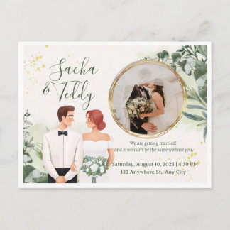 Carte Postale Faire-part Elegant Script Wedding Photo Save the Date 