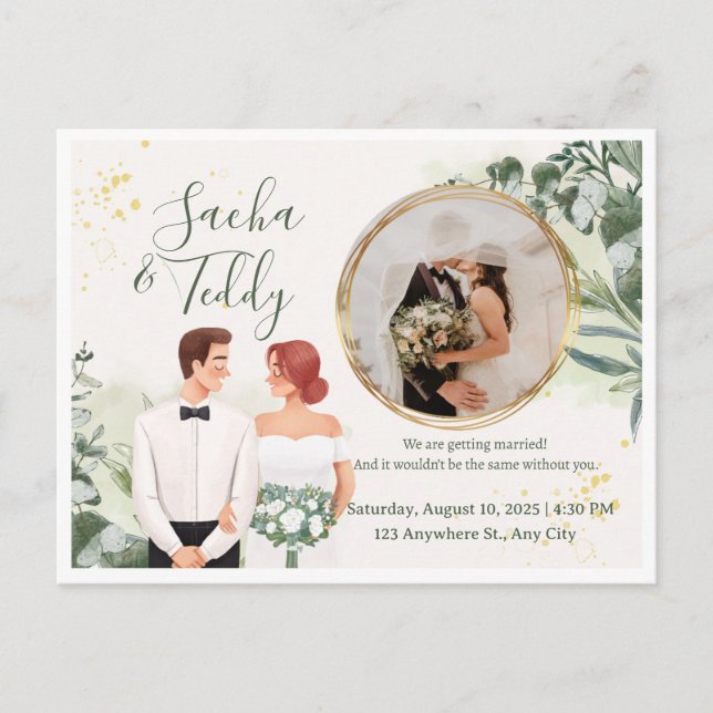 Carte Postale Faire-part Elegant Script Wedding Photo Save the Date  (Devant)