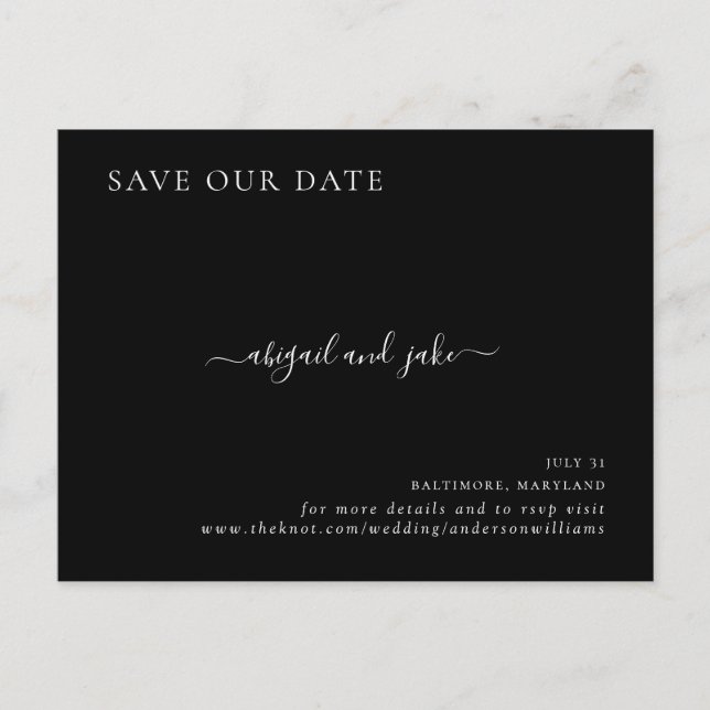 Carte Postale Faire-part Élégant Simple Mariage Sauvegarder notre Date (Devant)