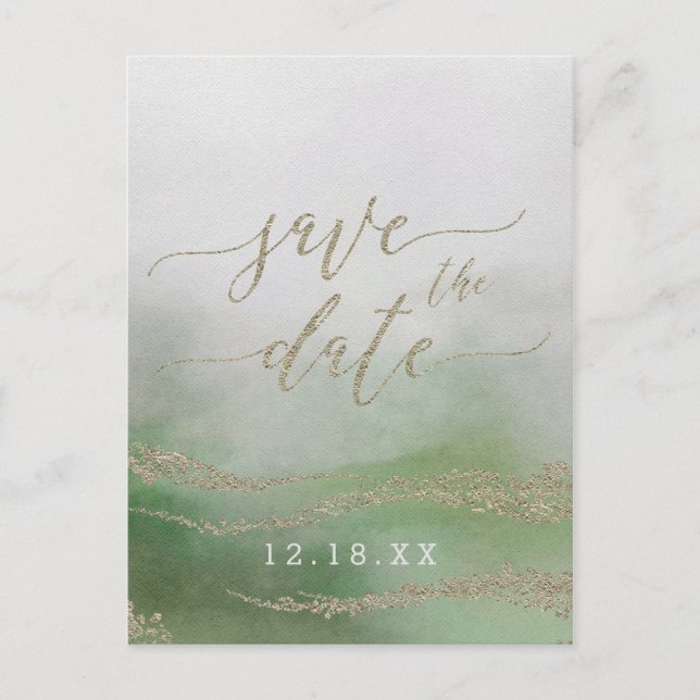 Carte Postale Faire-part Elégante aquarelle Foliage Mariage Enregistrer la  (Devant)