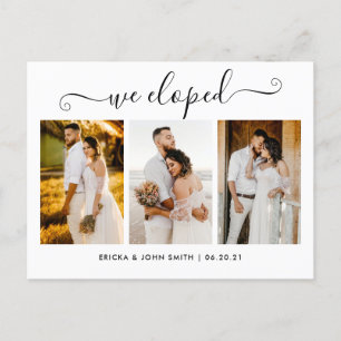 Carte Postale Faire-part Élégante Calligraphie Nous Avons Elopé Photo Elope