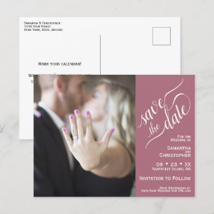 Carte Postale Faire-part Élégante calligraphie Rose mariage Enregistrer la 