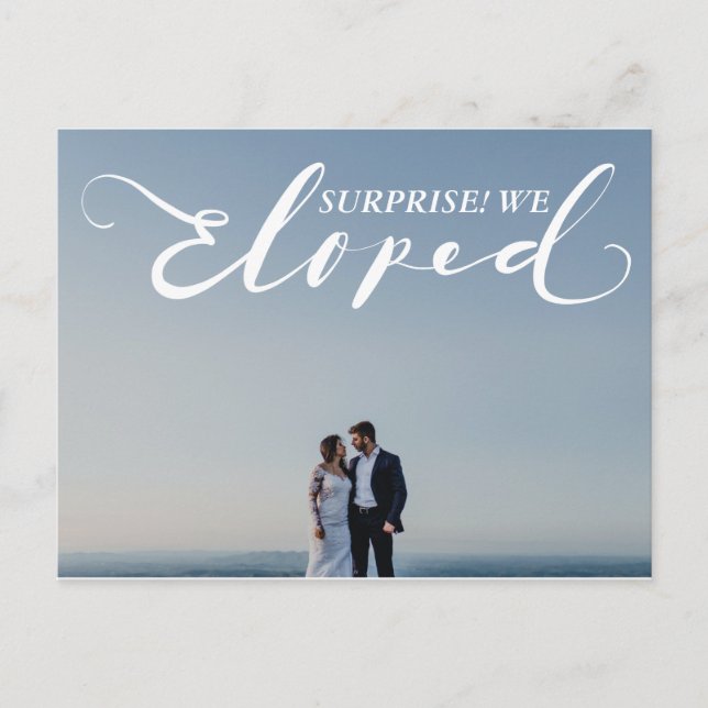 Carte Postale faire-part élégante du mariage surpris "Eloped" (Devant)