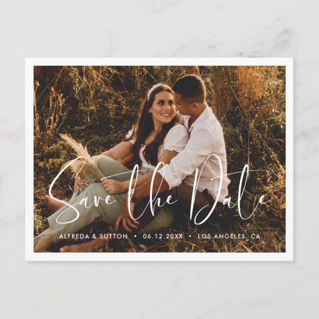 Carte Postale Faire-part Élégante et moderne Photo de Save the Date (Devant)