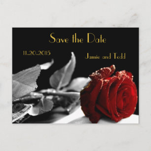 Carte Postale Faire-part Élégante Rose rouge Enregistrer la date