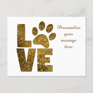 Carte Postale Faire-part Empreinte de patte de chien d'amour Message person