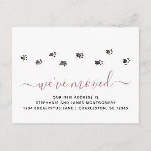 Carte Postale Faire-part Empreintes de pattes marcheurs mignons Rose Gold M
