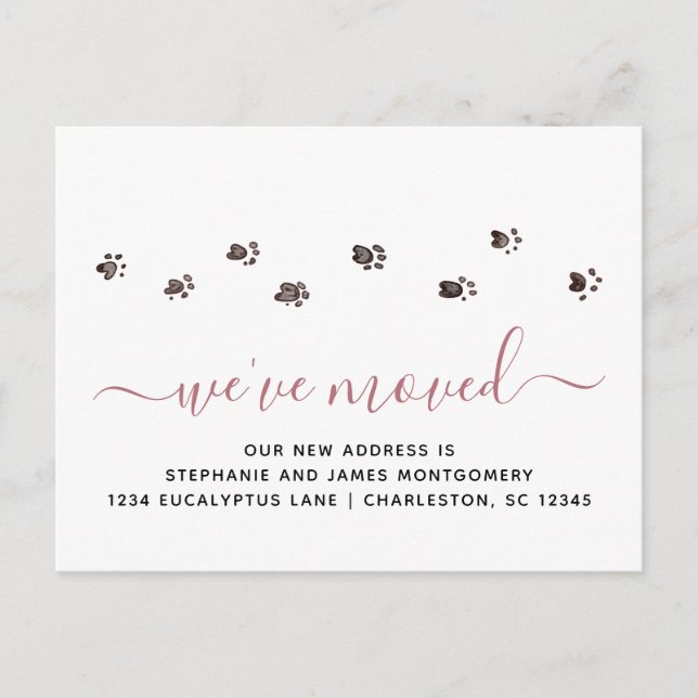 Carte Postale Faire-part Empreintes de pattes marcheurs mignons Rose Gold M (Devant)