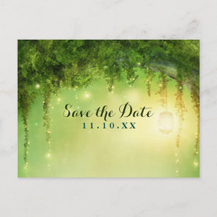 Carte Postale Faire-part Enchanted Dreamy Forest Rustic Enregistrer la date