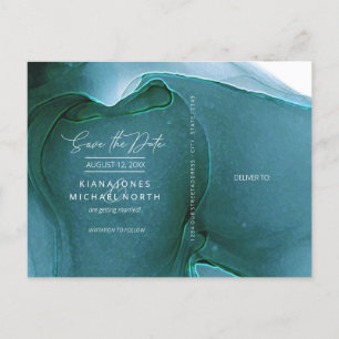 Carte Postale Faire-part Encre de mariage à écoulement Save the Date sarcel