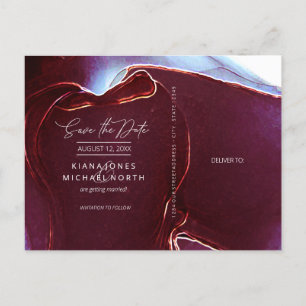Carte Postale Faire-part Encre de mariage Flux Enregistrer la date Bourgogn