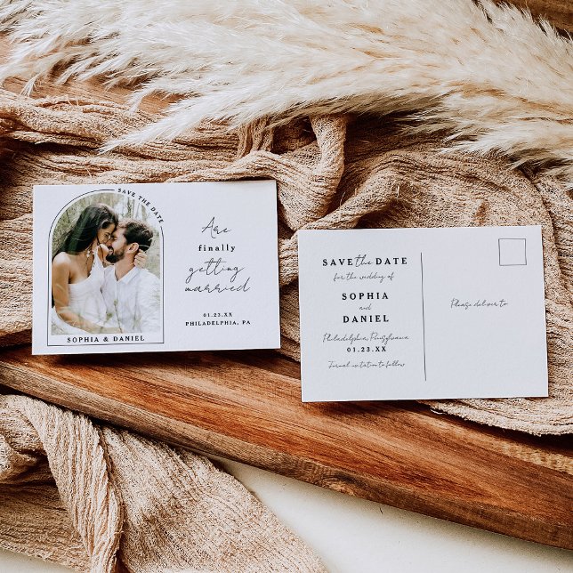 Carte Postale Faire-part Enfin Arc Moderne avec Photo Enregistrer La Date (Créateur téléchargé)