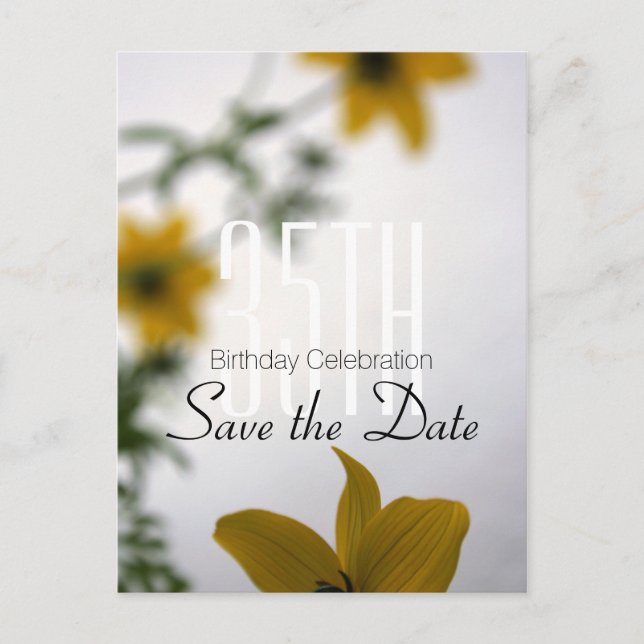 Carte Postale Faire-part Enregistrer la date 35e anniversaire Fleurs de pri (Devant)
