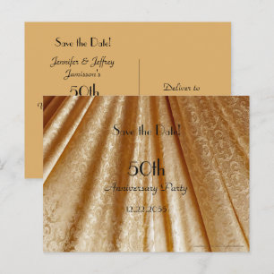 Carte Postale Faire-part Enregistrer la date 50e anniversaire Floral Gold F