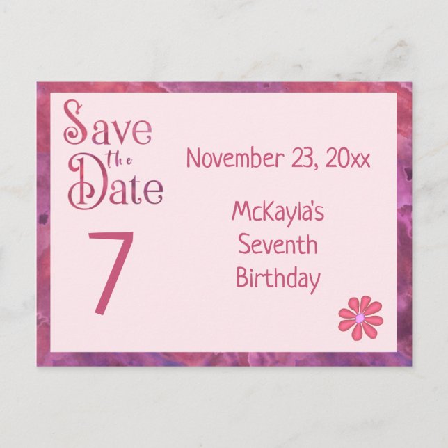 Carte Postale Faire-part Enregistrer la date 7ème anniversaire pour une fil (Devant)