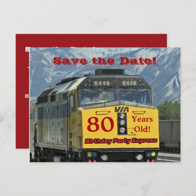 Carte Postale Faire-part Enregistrer la date 80e fête d'anniversaire (Devant / Derrière)