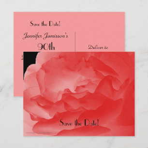 Carte Postale Faire-part Enregistrer la date 90e fête d'anniversaire, Rose 