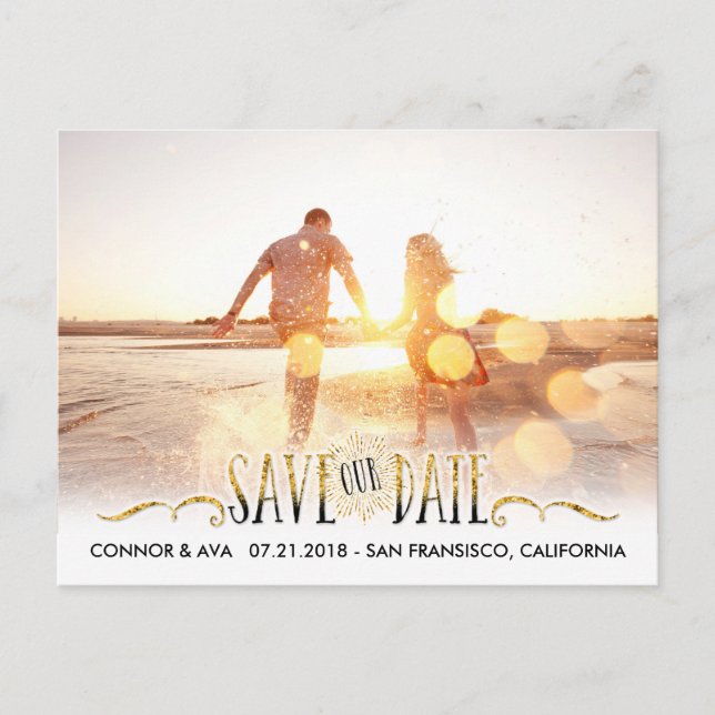 Carte Postale Faire-part Enregistrer la date à venir moderne (Devant)