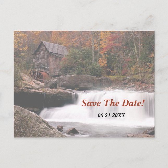 Carte Postale Faire-part Enregistrer La Date Automne Dans Le Mariage campag (Devant)