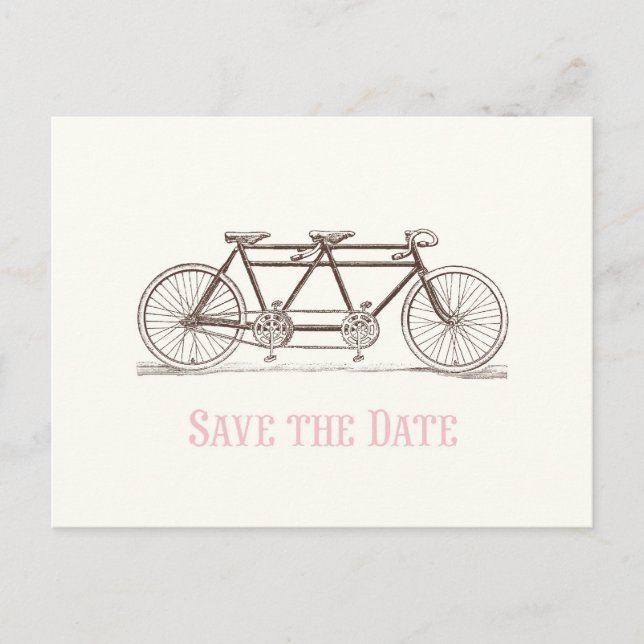 Carte Postale Faire-part Enregistrer la date Bicycle construit pour deux (Devant)