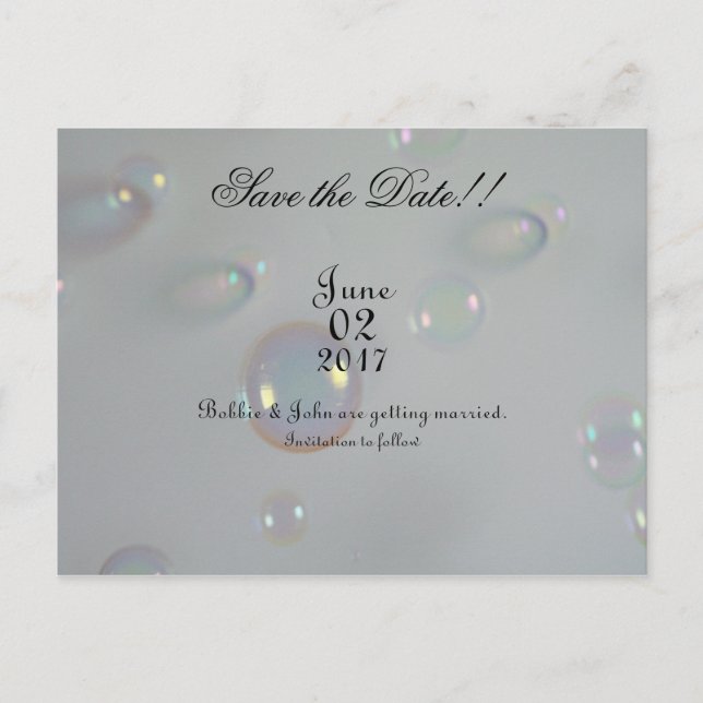 Carte Postale Faire-part Enregistrer la date Bubble Edition (Devant)