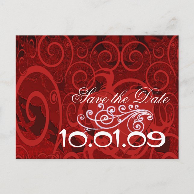 Carte Postale Faire-part Enregistrer La Date Coeurs Bourgogne - (Devant)