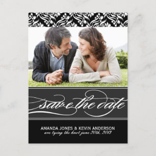 Carte Postale Faire-part Enregistrer la date en noir et blanc