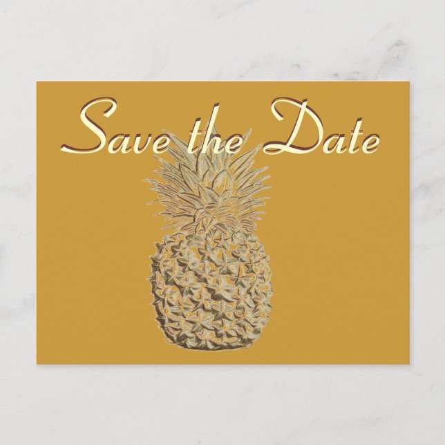 Carte Postale Faire-part Enregistrer la date Gold Ananas (Devant)