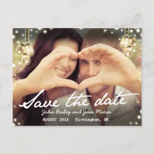 Carte Postale Faire-part Enregistrer la date Jam Jar Light Rustic Postcard