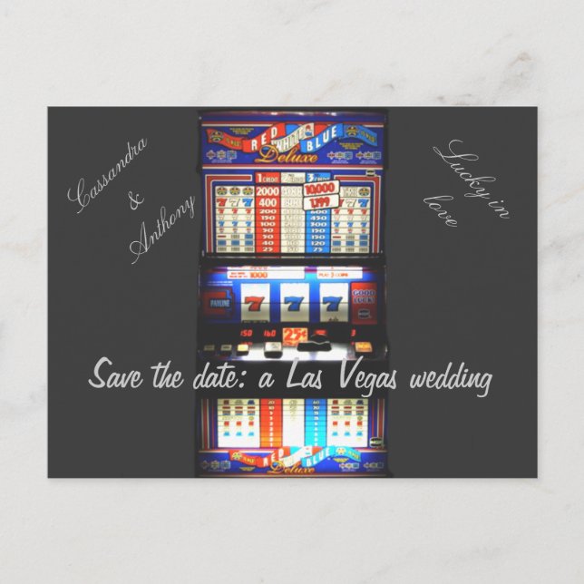 Carte Postale Faire-part Enregistrer la date Las Vegas Mariage machine à so (Devant)