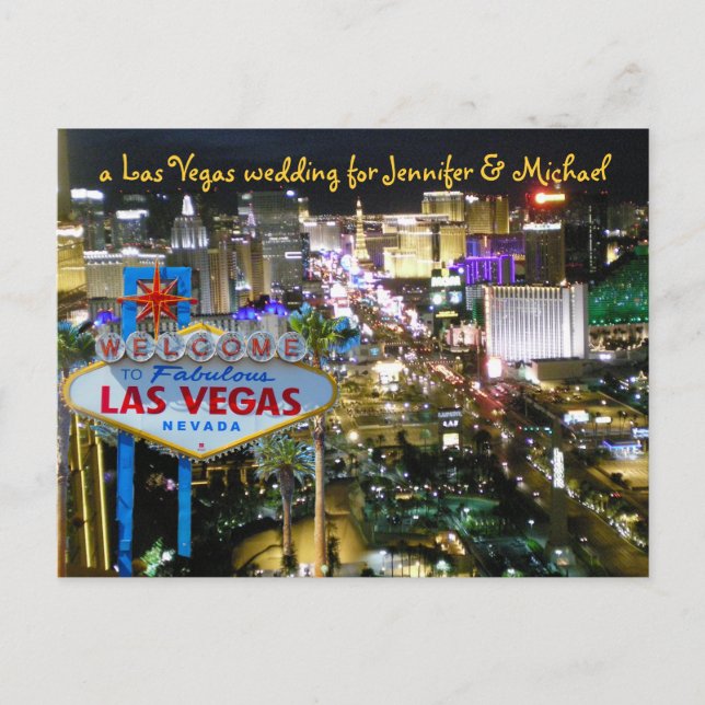 Carte Postale Faire-part Enregistrer la date Las Vegas Mariages Plutôt rose (Devant)
