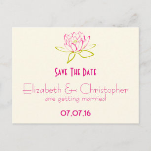 Carte Postale Faire-part Enregistrer La Date Lotus Flower / Water Lily