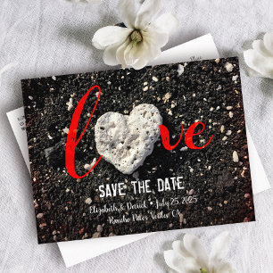 Carte Postale Faire-part Enregistrer la date Love Script Hawaii Beach Heart