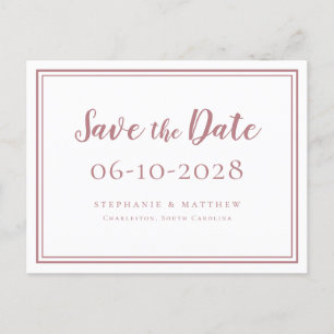 Carte Postale Faire-part Enregistrer La Date Mariage Dusty Rose Simple Mode