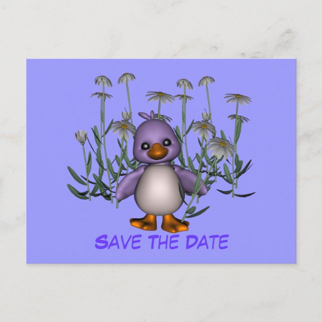 Carte Postale Faire-part Enregistrer la date mignonne Bird Daisy Flowers Ca (Devant)