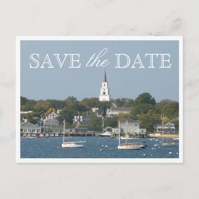 Carte Postale Faire-part Enregistrer la date Nantucket Mariage Tranquil Har (Devant)