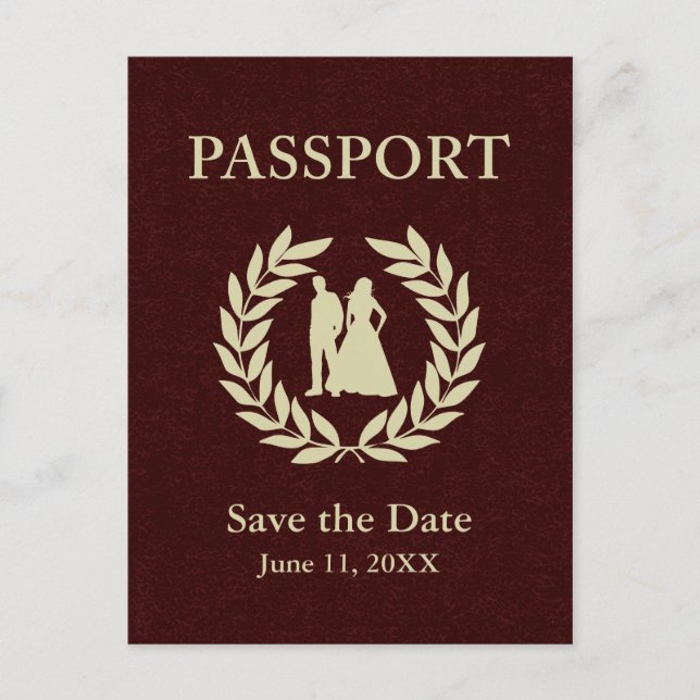 Carte Postale Faire-part enregistrer la date passeport mariage (Devant)