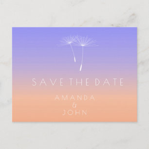 Carte Postale Faire-part Enregistrer la date Peach Lavender Blue Dandelion